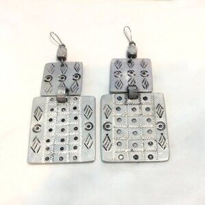 Beautiful Pewter or German Silver Hammered Earrings
